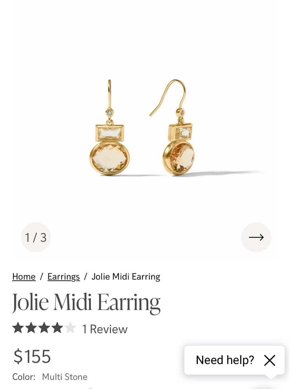 Julie Vos Gold Drop Earrings with Champagne Stones